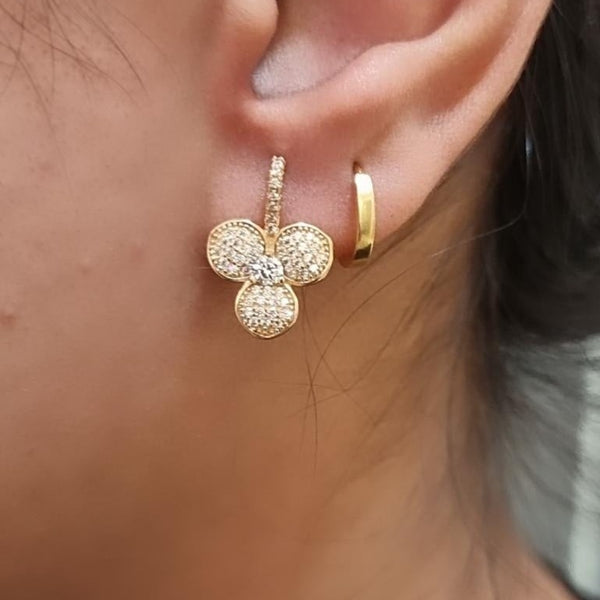 Pave CZ Gold Earrings
