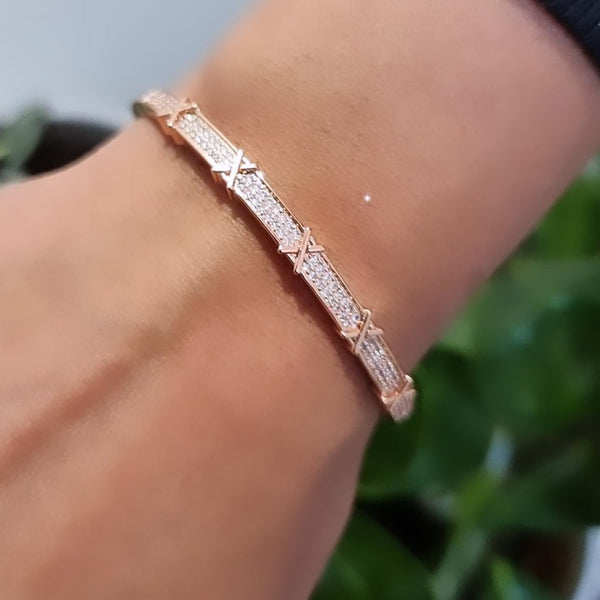 18k Rose Gold Plated Bangle Bracelet with Matching Ring