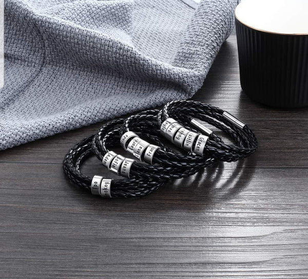 Men Bracelet with Small Custom name Beads（1-8 beads） - HNS Studio