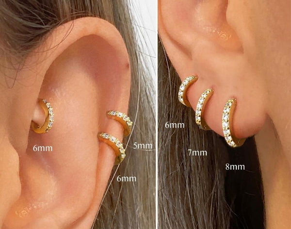 Sterling Silver Huggie Hoop Earrings with Cubic Zirconia
