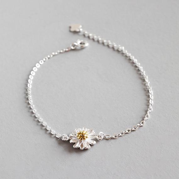 Sterling Silver Daisy Flower Anklet - HNS Studio