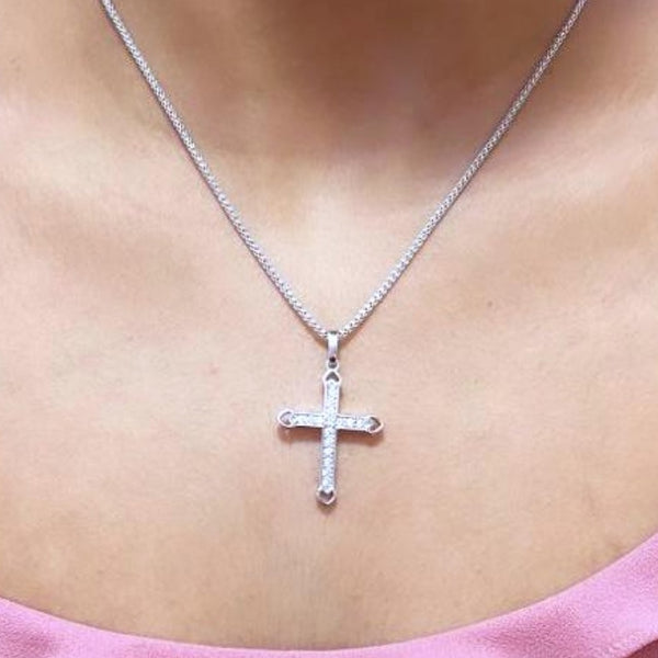 Silver Cross Necklace, Christmas Necklace Gift HNS Studio Canada 