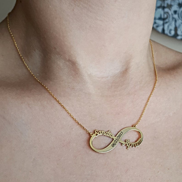 Infinity Necklace with 2 Names and Date