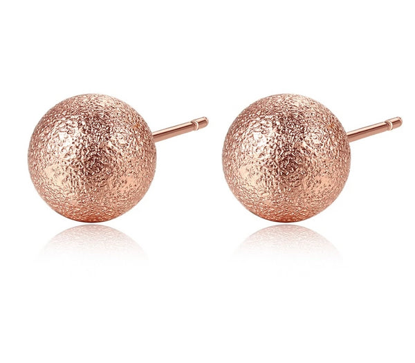 Rose Gold Bead Ball Stud Earrings - HNS Studio
