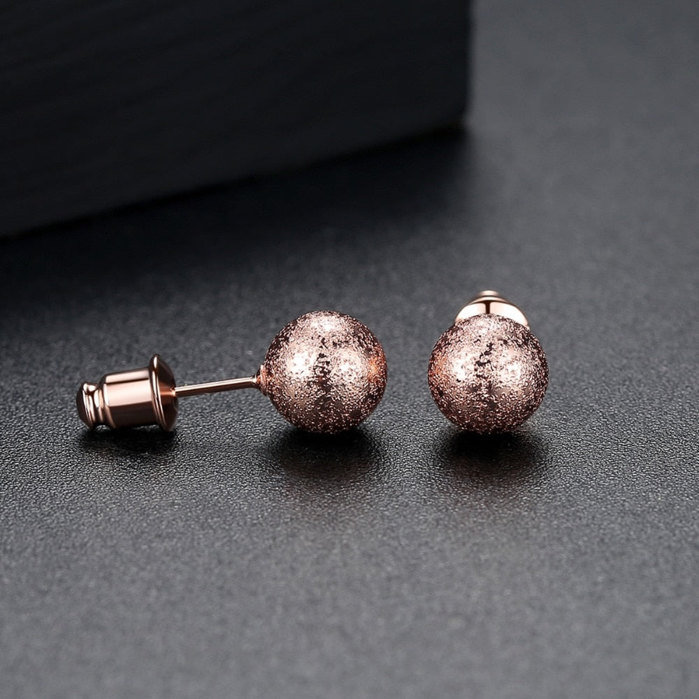 Rose Gold Bead Ball Stud Earrings - HNS Studio