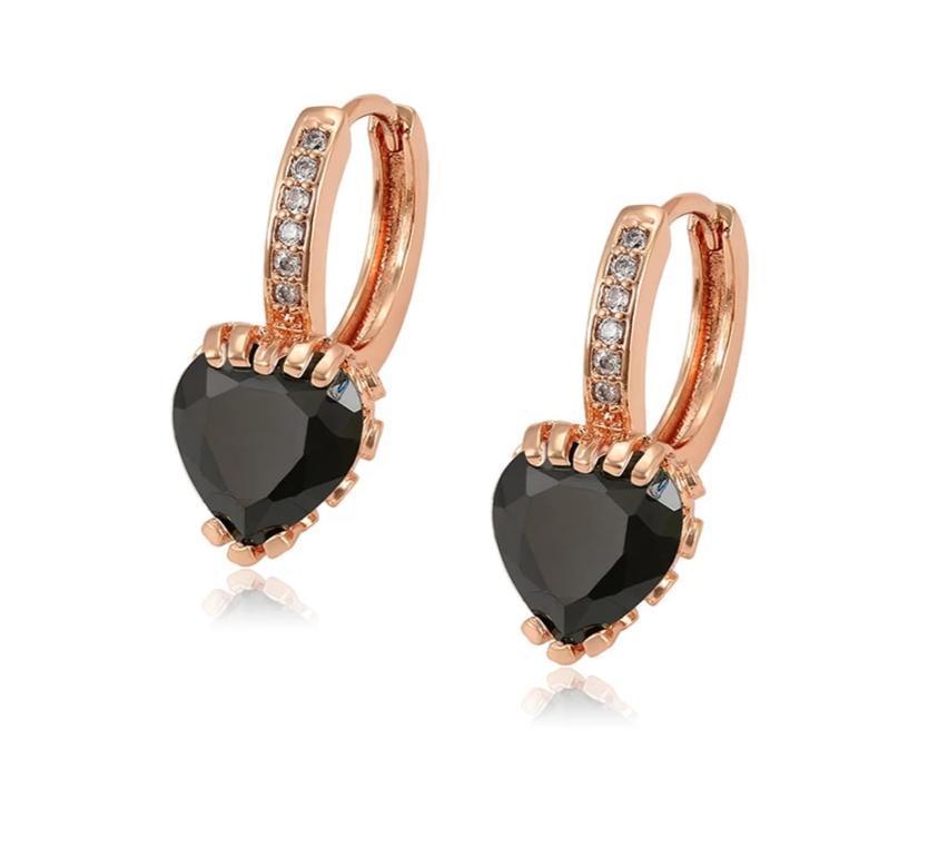 Rose Gold Heart Earrings - HNS Studio