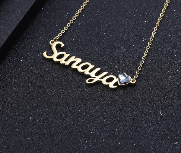 Custom Name necklace with Birthstone - HNS Studio