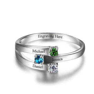 925 Sterling Silver Personalized Family Ring - HNS Studio