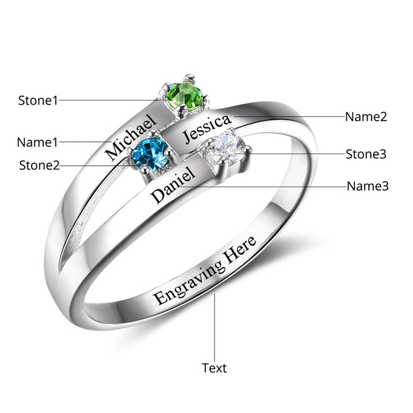 925 Sterling Silver Personalized Family Ring - HNS Studio