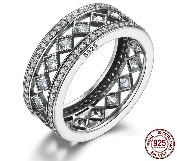 925 Sterling Silver Square Crystals ring - HNS Studio