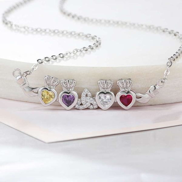 Sterling Silver Necklace with 4 Birthstones - HNS Studio