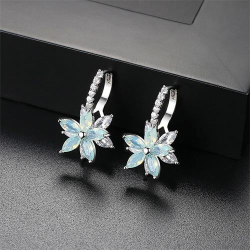 Flower Clear Crystal Zirconia Earrings - HNS Studio