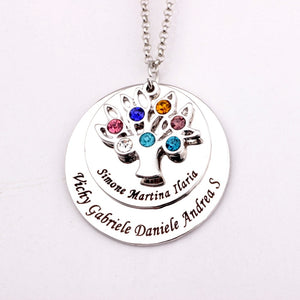 Family Tree Name Necklace with Birthstones - HNS Studio