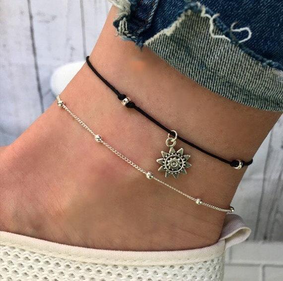 Sun and moon anklet deals
