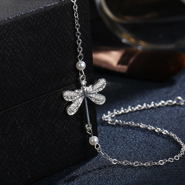 Silver Plated  Dragonfly Anklet - HNS Studio