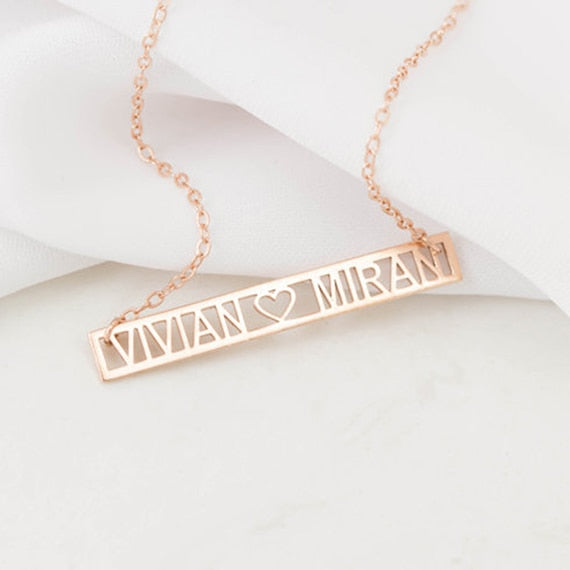 Personalized Hollow Bar Names Necklace - HNS Studio