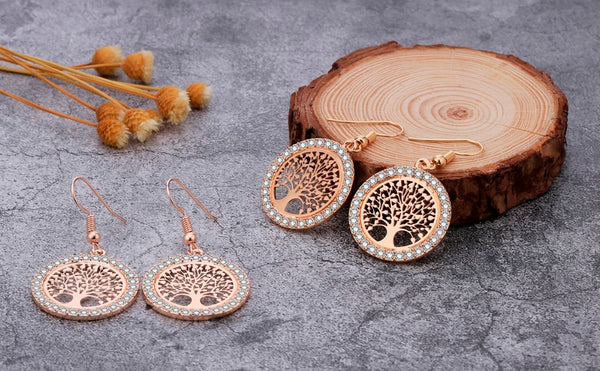 Tree of life Earrings with Rhinestones - HNS Studio