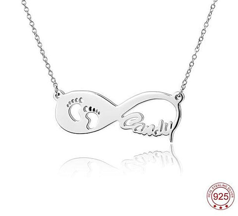Baby Footprint Infinity Name Necklace - HNS Studio