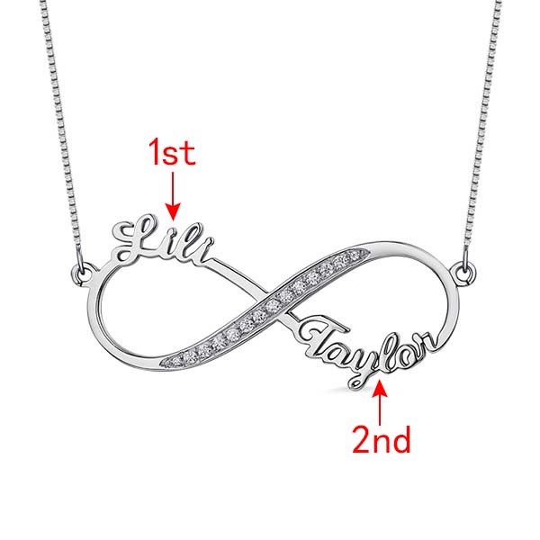 Sterling Silver Infinity Necklace 2 Names - HNS Studio