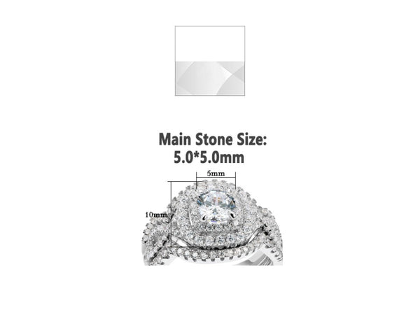 2.1Ct AAA CZ Three-Piece Wedding Set in Sterling Silver - HNS Studio