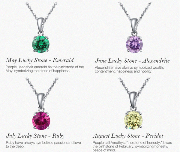 Sterling Silver Birthstone Pendant Necklace - HNS Studio