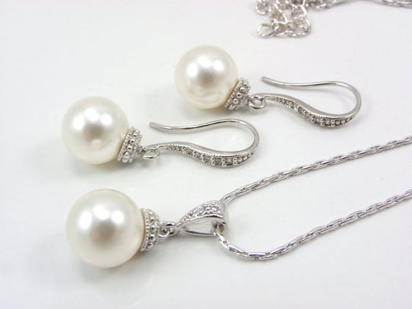 Pearl with Crystal Bridesmaid Jewelry Set