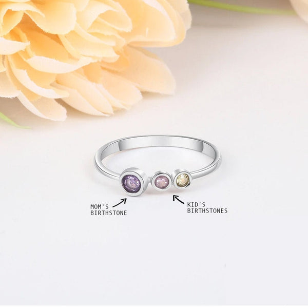 Family Ring with Birthstones, Birthday Stone Ring