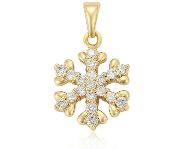 14K Gold plated Snowflake Pendant Necklace - HNS Studio