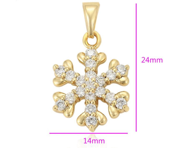 14K Gold plated Snowflake Pendant Necklace - HNS Studio