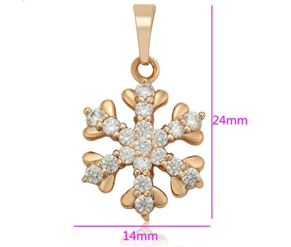 Gold plated Snowflake Pendant Necklace - HNS Studio