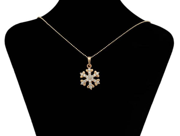 Gold plated Snowflake Pendant Necklace - HNS Studio